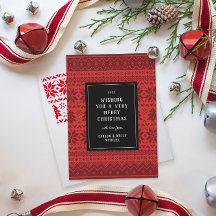 Cartão de Férias Padrão do Sweater de Natal Vermel