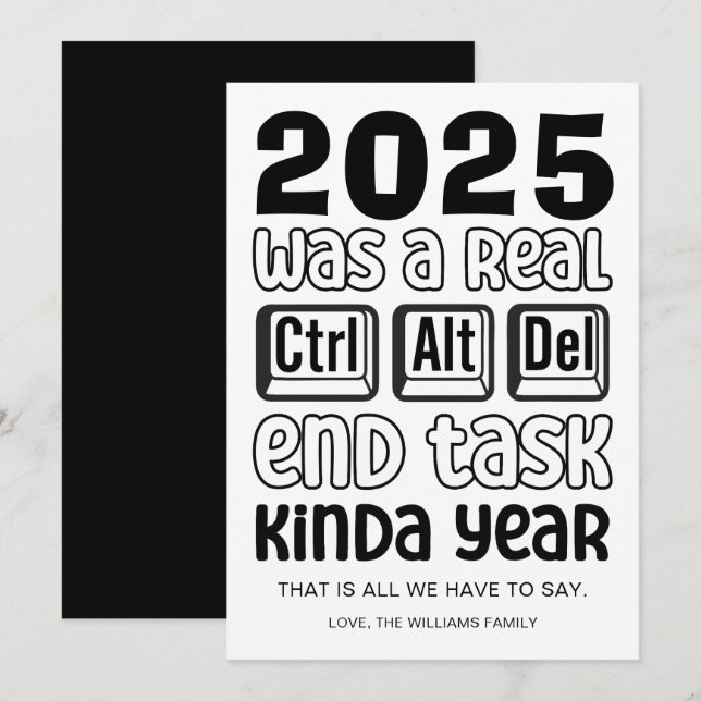 Cartão de Férias para Anos novos Engraçados (Frente/Verso)