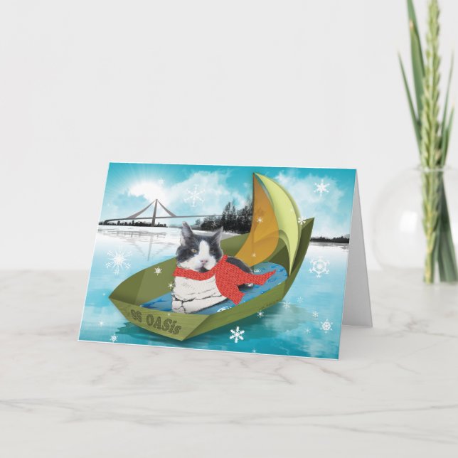 Cartão de férias para gatos do Oakland Animal Serv (Frente)