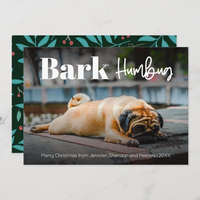 Cartão de Férias Personalizado Moderno Bark Humbug (Frente/Verso)