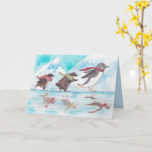 Cartão De Férias Pinguins De Pele Ice