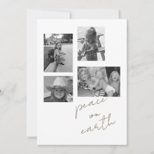 Cartão de Férias Plana de Foto B/W da Peace on Ear