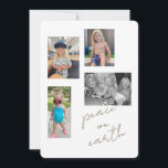 Cartão de Férias Plana Peace on Earth Collage Phot<br><div class="desc">Cartão de Natal da Peace on Earth Collage. Simples. 5 fotos. Uma foto em preto e branco no restante sem filtro aplicado. Filtro aplicado a uma foto. Arredondado.</div>