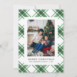 Cartão de Férias Plana Xadrez Verde Natal