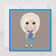 Cartão de Férias Plano de Cartoon para Mulheres