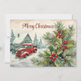 Cartão de Férias Plano de Natal de Caminhão Vermel