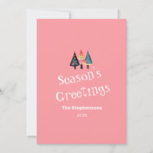 Cartão de Férias Plano Rosa Rosa, Árvores de Natal