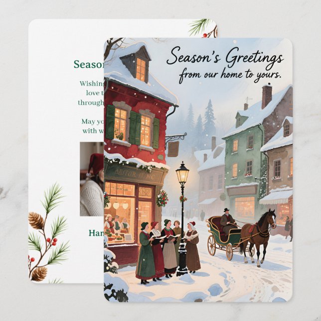 Cartão de Férias Plano Vintage Personalizável (Frente/Verso)