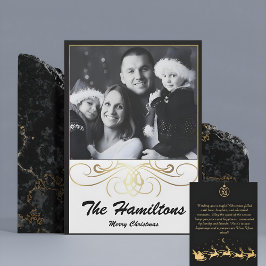 Cartão de férias preto e branco Elegância monocrom