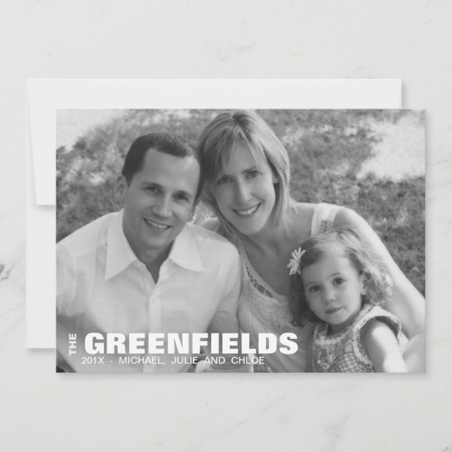 Cartão de Férias Preto e Branco Moderno (Frente)