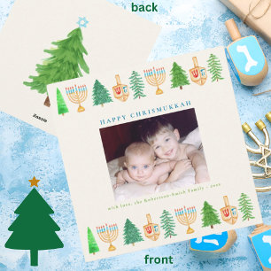 Cartão de Férias Quadrado de Hanukkah Chrismukkah 