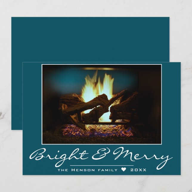 Cartão de Férias Quente-Lareira Russo de Madeira C (Frente/Verso)