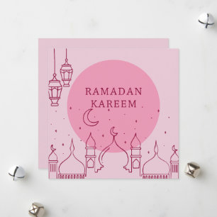 Cartão de férias Ramadan Kareem cor-de-rosa