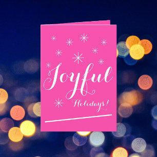 Cartão de Férias Rosa Quente Girly de Script Quent