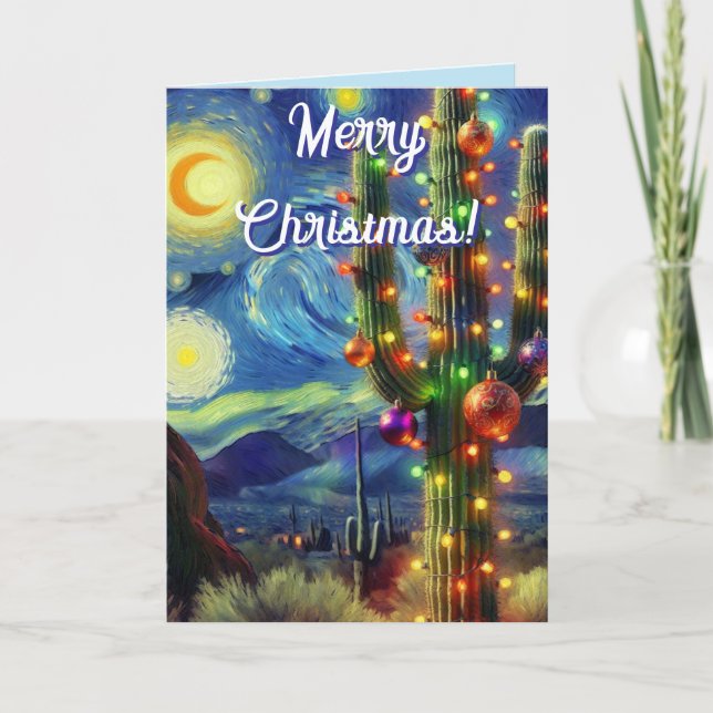 Cartão de Férias Saguaro Cactus no Deserto de Nata (Frente)