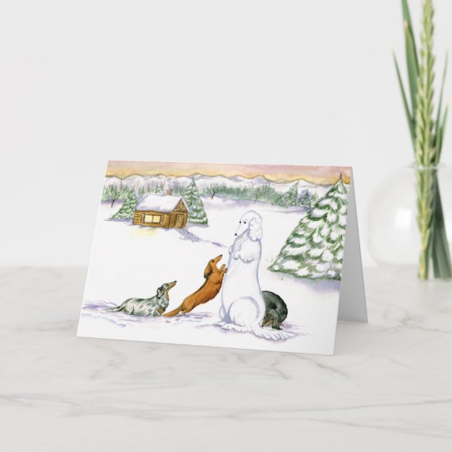 Cartão de Férias Snow Dachshund (Frente)