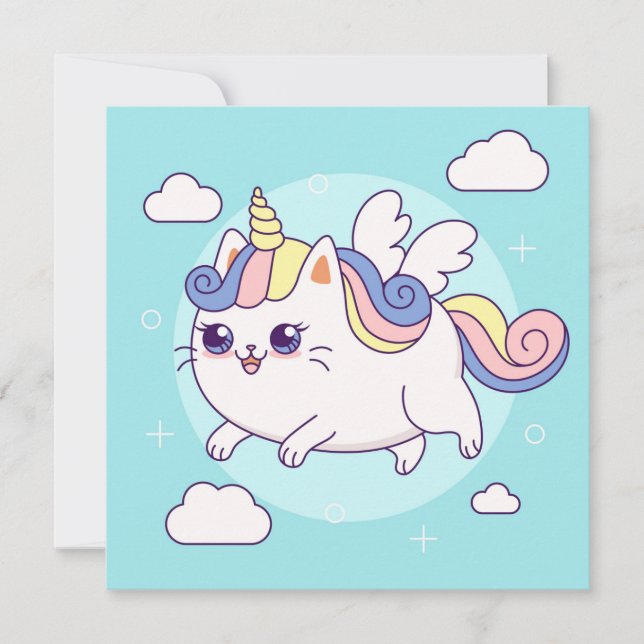 Cartão de Férias Unicorn Bonito (Frente)