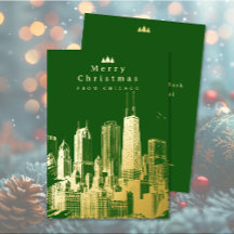 Cartão de Férias Verde de Chicago Feliz Natal