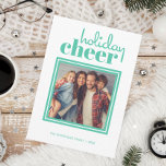 Cartão de Férias Verde de Natal Cheio<br><div class="desc">Mostre alguma alegria de férias com este cartão com fotos moderno num verde brilhante. Esta carta minimalista apresenta alegria de férias em tipografia divertida e uma foto com bordas.</div>