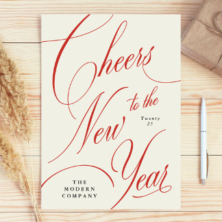 Cartão de Férias Vermelhas Festivas de Ano Novo