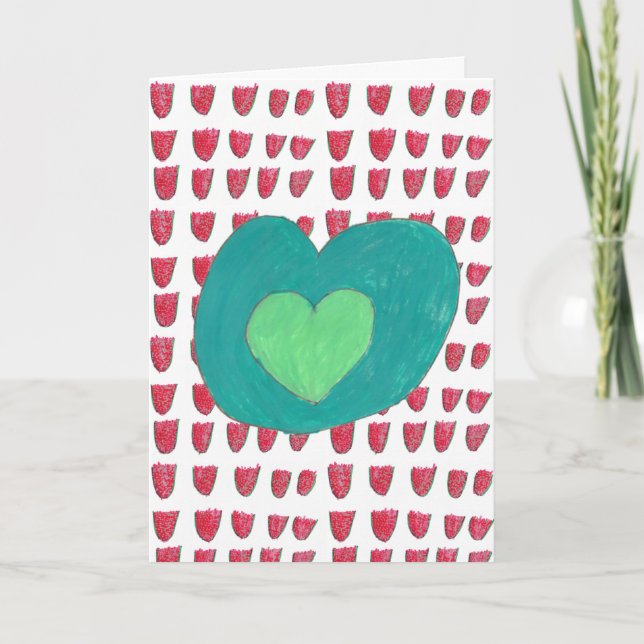 Cartão de Férias Vermelho e Verde (Frente)