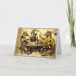 Cartão de Férias Vintage Bebendo Rats