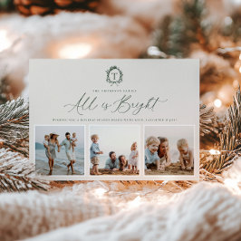 Cartão de Férias Vintage Botanical Monograma 3