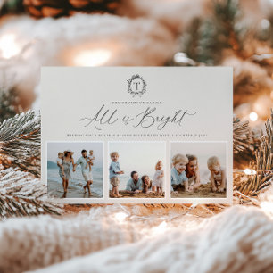 Cartão de Férias Vintage Botanical Monograma 3