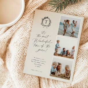 Cartão de Férias Vintage Botanical Monograma 3