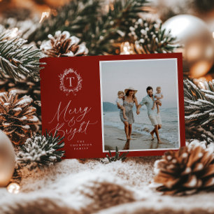 Cartão de Férias Vintage Botanical Monograma 3