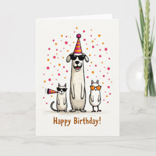 Cartão de Festa de Animais Caprichosos