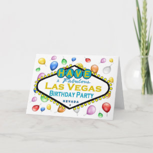 Cartão de Festa de aniversário de Las Vegas com Ba