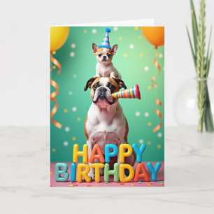 Cartão de Festa de Cachorros Empilhados