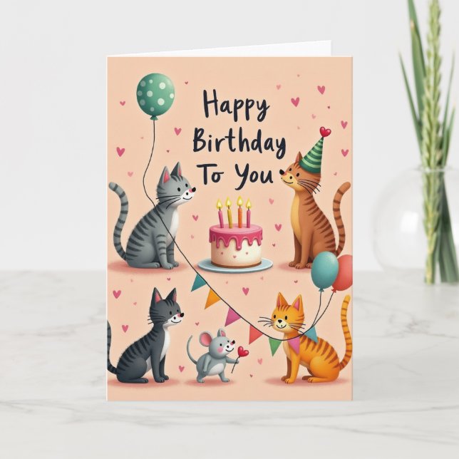 Cartão de Festa de Felino Alegre (Frente)