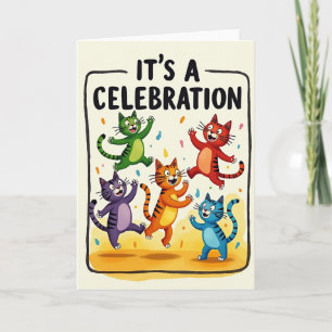 Cartão de Festa de Felinos Dançantes