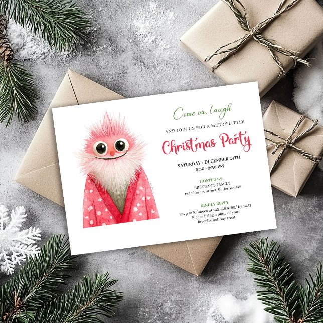 Cartão de Festa de Fim de Ano Moderna e Divertida  (Playful Quirky Santa Modern Holiday Party Card)