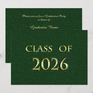Cartão de Festa de Formatura da Turma de 2026 Verd