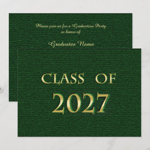 Cartão de Festa de Formatura da Turma de 2027 Verd