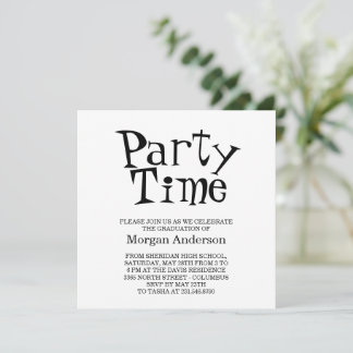 Cartão de festa de formatura divertido preto e bra