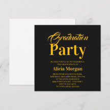 Cartão de festa de graduação moderno simples preto