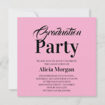 Cartão de Festa de Graduação Simples Preto e Branc