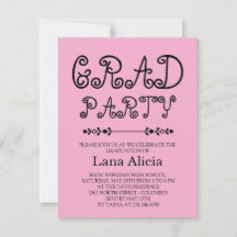 Cartão de Festa de Graduação Simples Preto e Branc