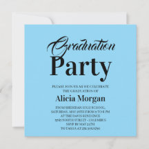 Cartão de Festa de Graduação Simples Preto e Branc