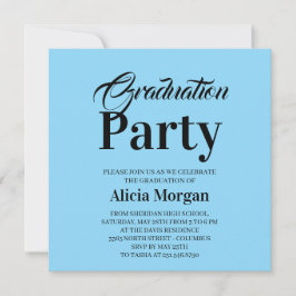 Cartão de Festa de Graduação Simples Preto e Branc