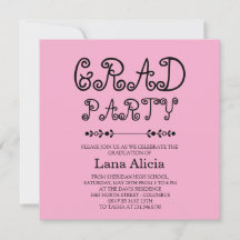 Cartão de Festa de Graduação Simples Preto e Branc