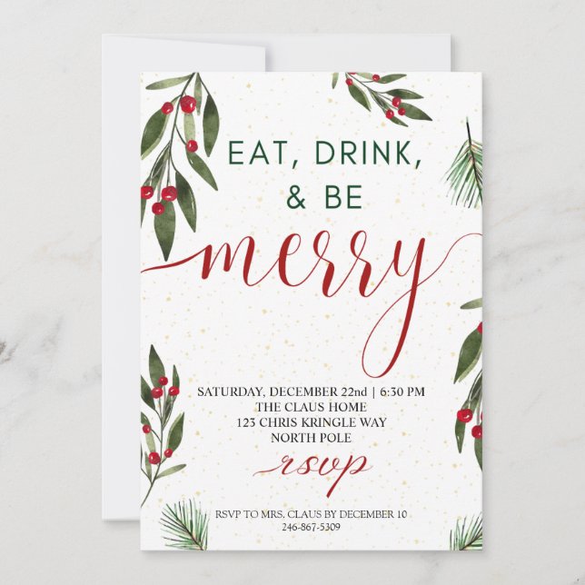 Cartão de Festa de Natal de Férias (Frente)