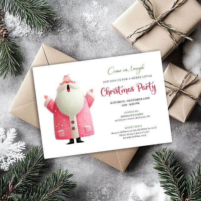 Cartão de festa de Natal editável de Papai Noel em (Fun Watercolor Santa Editable Christmas Party Card)