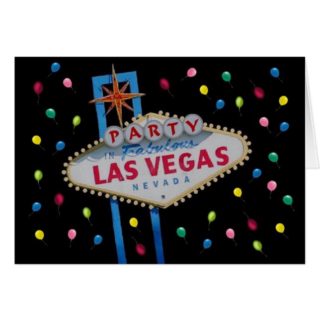 Cartão de festa Las Vegas (Frente Horizontal)