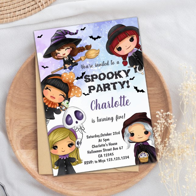 Cartão de festa para crianças ou adultos (Halloween Spooky Birthday Invitations)