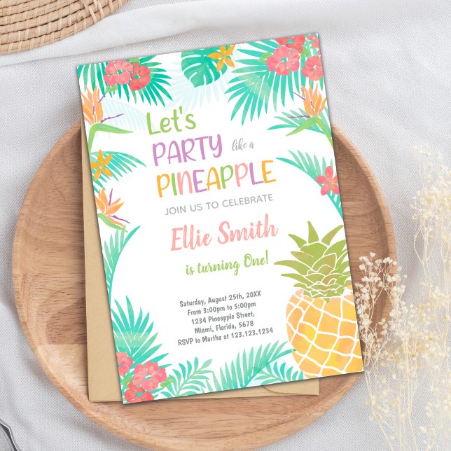 Cartão de Festa Tropical para Crianças e Adultos (Pineapple Invitations)